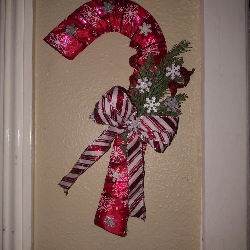 Festive Red Candy Cane Holiday Decoration